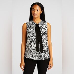 DKNY Animal Print Pleated Tank Workwear Blouse